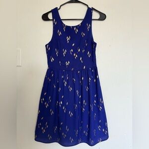 Everly Royal Blue with Gold A-line Mini Dress Women’s size Small